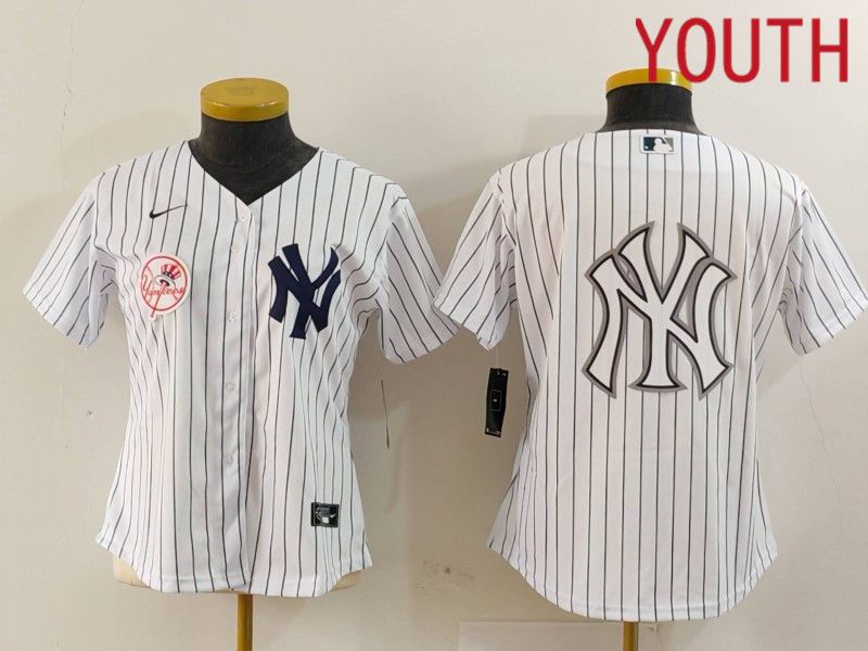 Youth New York Yankees Blank White stripe Game 2024 Nike MLB Jersey style 14